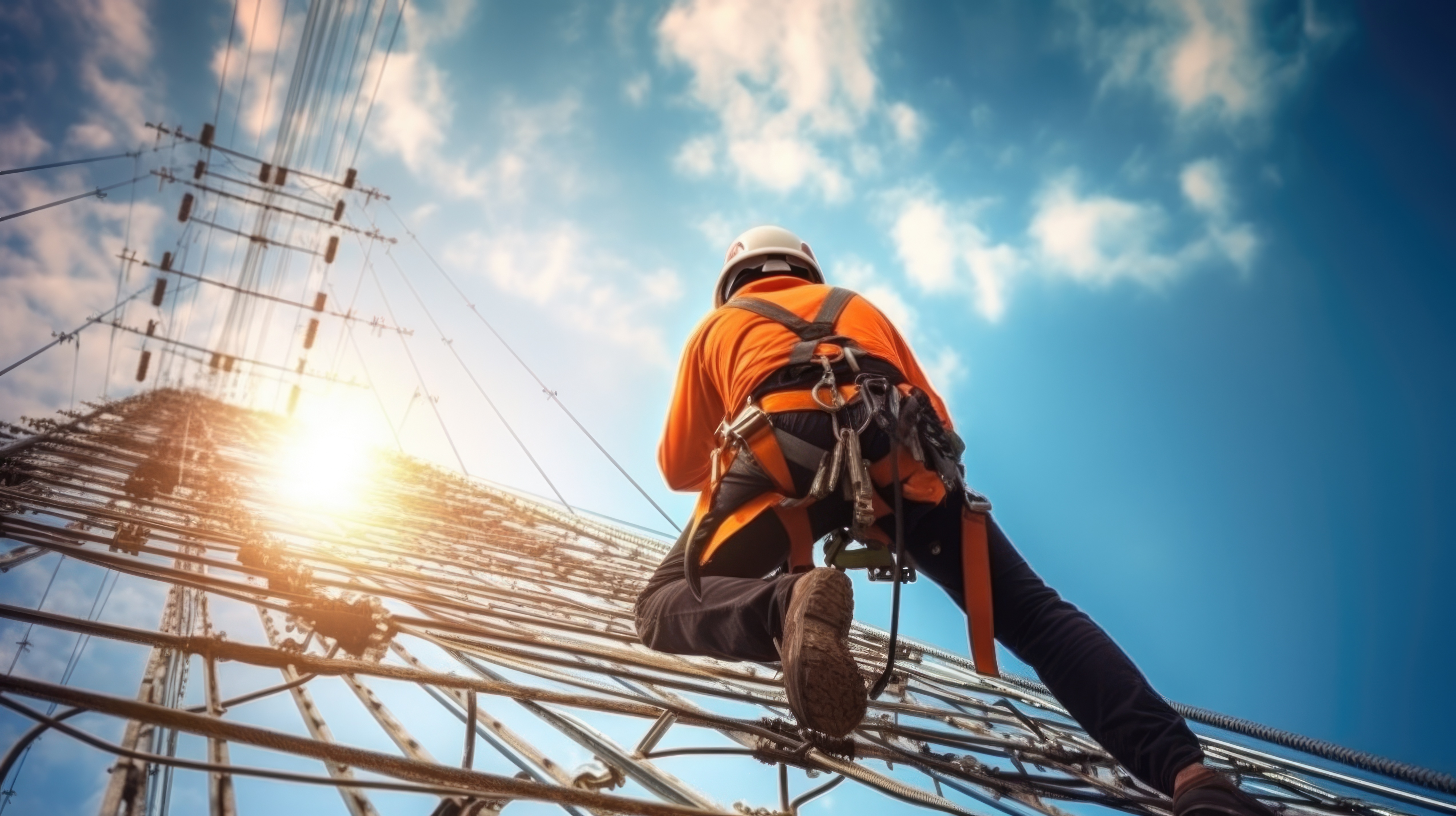 electrician repairing a power line generative ai